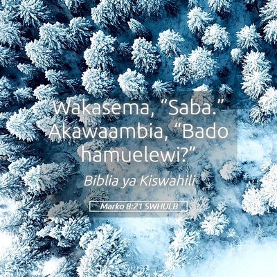 Picture 05 - Marko 8:21 SWHULB - Wakasema, “Saba.” Akawaambia, “Bado - Bible Verse Picture