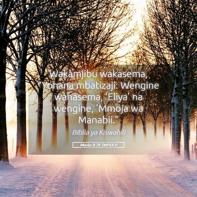 Picture 05 - Marko 8:28 SWHULB - Wakamjibu wakasema, “Yohana mbatizaji. Wengine - Bible Verse Picture