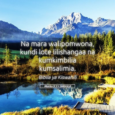 Picture 05 - Marko 9:15 SWHULB - Na mara walipomwona, kundi lote lilishangaa na - Bible Verse Picture