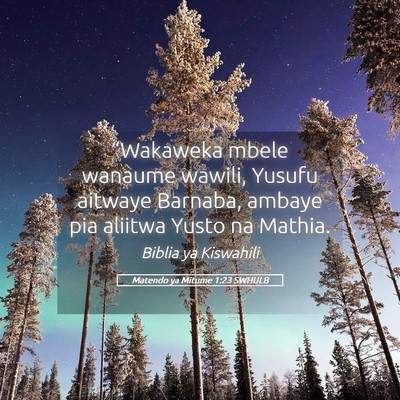 Picture 05 - Matendo ya Mitume 1:23 SWHULB - “Wakaweka mbele wanaume wawili, Yusufu aitwaye - Bible Verse Picture