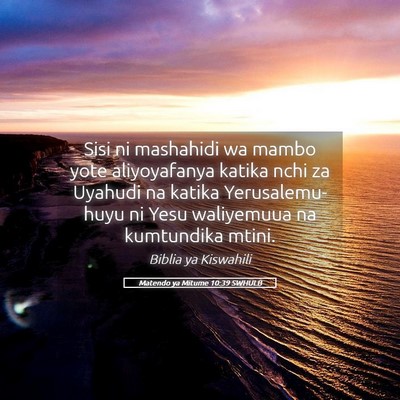 Picture 05 - Matendo ya Mitume 10:39 SWHULB - Sisi ni mashahidi wa mambo yote aliyoyafanya - Bible Verse Picture
