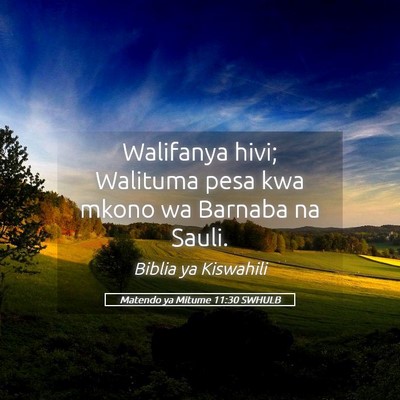 Picture 05 - Matendo ya Mitume 11:30 SWHULB - Walifanya hivi; Walituma pesa kwa mkono wa - Bible Verse Picture