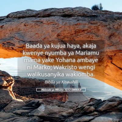 Picture 05 - Matendo ya Mitume 12:12 SWHULB - Baada ya kujua haya, akaja kwenye nyumba ya - Bible Verse Picture