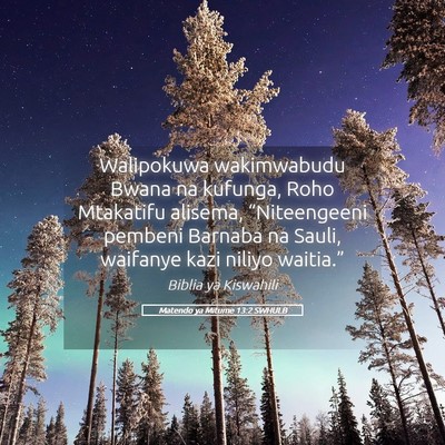 Picture 05 - Matendo ya Mitume 13:2 SWHULB - Walipokuwa wakimwabudu Bwana na kufunga, Roho - Bible Verse Picture
