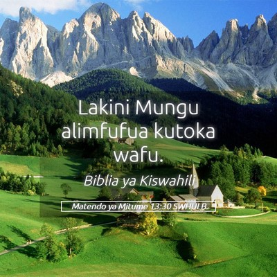 Picture 05 - Matendo ya Mitume 13:30 SWHULB - Lakini Mungu alimfufua kutoka - Bible Verse Picture
