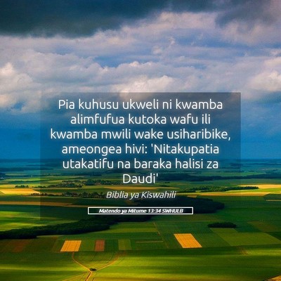 Picture 05 - Matendo ya Mitume 13:34 SWHULB - Pia kuhusu ukweli ni kwamba alimfufua kutoka wafu - Bible Verse Picture