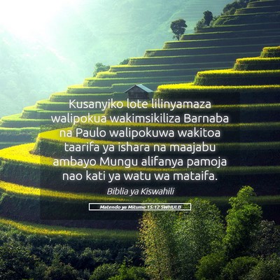 Picture 05 - Matendo ya Mitume 15:12 SWHULB - Kusanyiko lote lilinyamaza walipokua - Bible Verse Picture