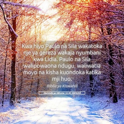 Picture 05 - Matendo ya Mitume 16:40 SWHULB - Kwa hiyo Paulo na Sila wakatoka nje ya gereza - Bible Verse Picture