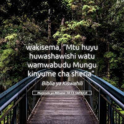 Picture 05 - Matendo ya Mitume 18:13 SWHULB - wakisema, “Mtu huyu huwashawishi watu wamwabudu - Bible Verse Picture