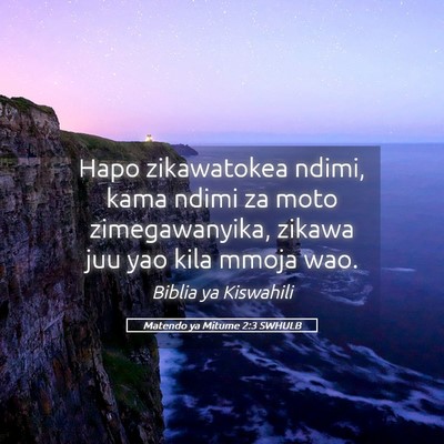 Picture 05 - Matendo ya Mitume 2:3 SWHULB - Hapo zikawatokea ndimi, kama ndimi za moto - Bible Verse Picture