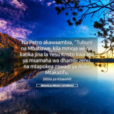Picture 05 - Matendo ya Mitume 2:38 SWHULB - Na Petro akawaambia, “Tubuni na Mbatizwe, kila - Bible Verse Picture