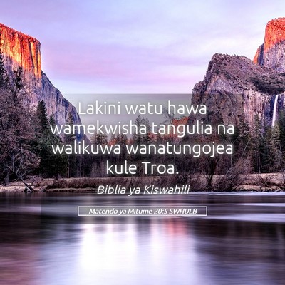 Picture 05 - Matendo ya Mitume 20:5 SWHULB - Lakini watu hawa wamekwisha tangulia na walikuwa - Bible Verse Picture