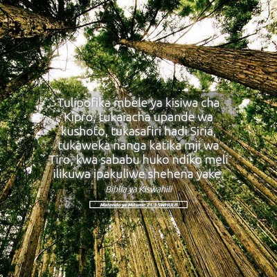 Picture 05 - Matendo ya Mitume 21:3 SWHULB - Tulipofika mbele ya kisiwa cha Kipro, tukaiacha - Bible Verse Picture