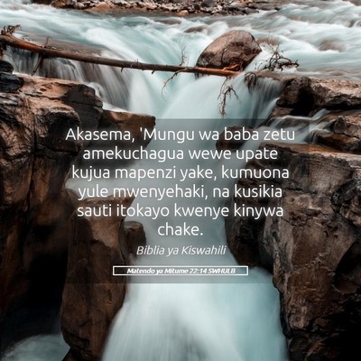 Picture 05 - Matendo ya Mitume 22:14 SWHULB - Akasema, 'Mungu wa baba zetu amekuchagua wewe - Bible Verse Picture