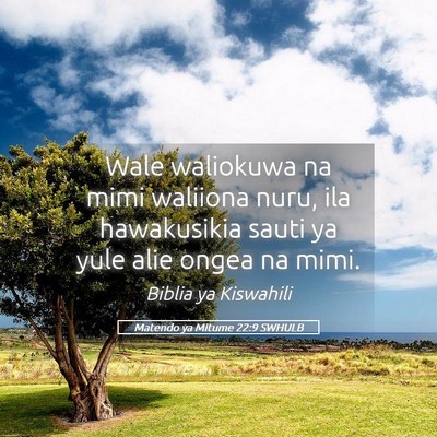 Picture 05 - Matendo ya Mitume 22:9 SWHULB - Wale waliokuwa na mimi waliiona nuru, ila - Bible Verse Picture