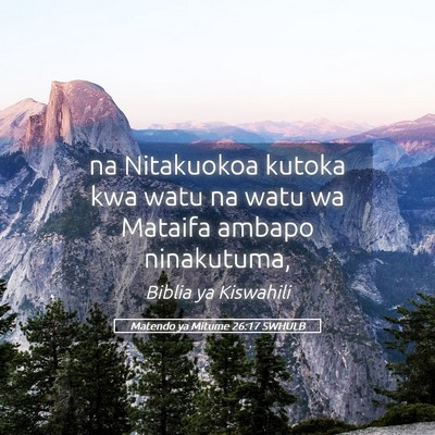 Picture 05 - Matendo ya Mitume 26:17 SWHULB - na Nitakuokoa kutoka kwa watu na watu wa Mataifa - Bible Verse Picture