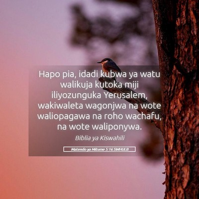 Picture 05 - Matendo ya Mitume 5:16 SWHULB - Hapo pia, idadi kubwa ya watu walikuja kutoka - Bible Verse Picture