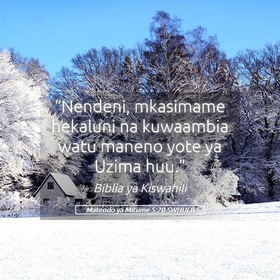 Picture 05 - Matendo ya Mitume 5:20 SWHULB - “Nendeni, mkasimame hekaluni na kuwaambia watu - Bible Verse Picture
