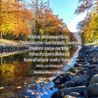 Picture 05 - Matendo ya Mitume 5:35 SWHULB - Kisha akawaambia, “Wanaume wa Israeli, iweni - Bible Verse Picture