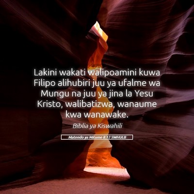 Picture 05 - Matendo ya Mitume 8:12 SWHULB - Lakini wakati walipoamini kuwa Filipo alihubiri - Bible Verse Picture