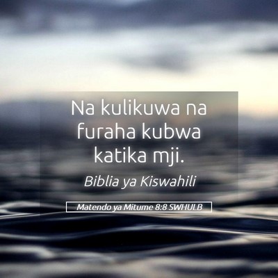 Picture 05 - Matendo ya Mitume 8:8 SWHULB - Na kulikuwa na furaha kubwa katika - Bible Verse Picture