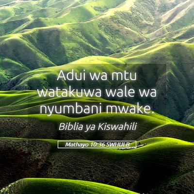 Picture 05 - Mathayo 10:36 SWHULB - Adui wa mtu watakuwa wale wa nyumbani - Bible Verse Picture