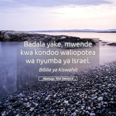 Picture 05 - Mathayo 10:6 SWHULB - Badala yake, mwende kwa kondoo waliopotea wa - Bible Verse Picture