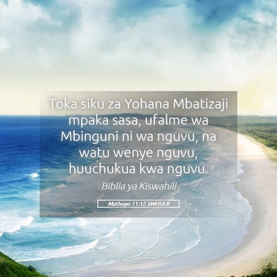 Picture 05 - Mathayo 11:12 SWHULB - Toka siku za Yohana Mbatizaji mpaka sasa, ufalme - Bible Verse Picture