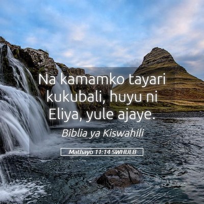 Picture 05 - Mathayo 11:14 SWHULB - Na kamamko tayari kukubali, huyu ni Eliya, yule - Bible Verse Picture