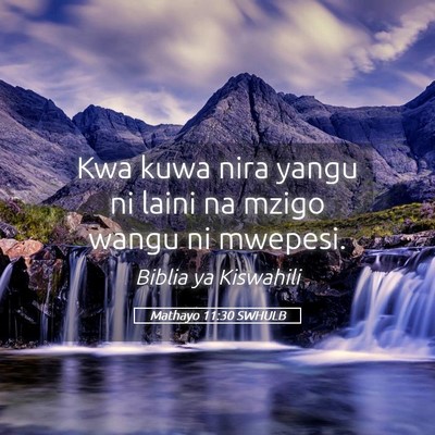 Picture 05 - Mathayo 11:30 SWHULB - Kwa kuwa nira yangu ni laini na mzigo wangu ni - Bible Verse Picture