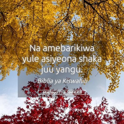 Picture 05 - Mathayo 11:6 SWHULB - Na amebarikiwa yule asiyeona shaka juu - Bible Verse Picture