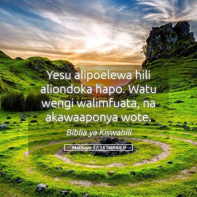 Picture 05 - Mathayo 12:15 SWHULB - Yesu alipoelewa hili aliondoka hapo. Watu wengi - Bible Verse Picture