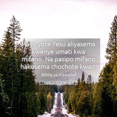 Picture 05 - Mathayo 13:34 SWHULB - Hayo yote Yesu aliyasema kwenye umati kwa mifano. - Bible Verse Picture