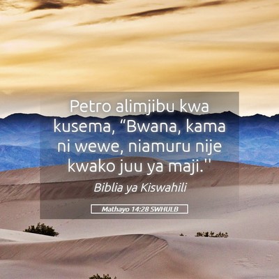 Picture 05 - Mathayo 14:28 SWHULB - Petro alimjibu kwa kusema, “Bwana, kama ni - Bible Verse Picture