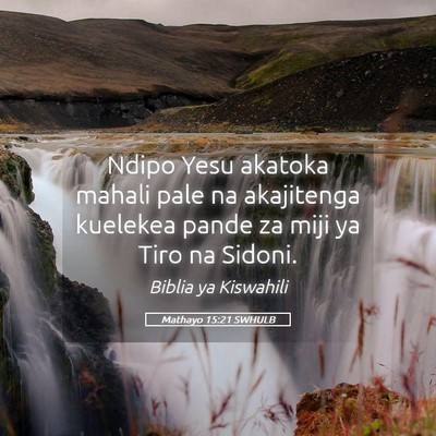 Picture 05 - Mathayo 15:21 SWHULB - Ndipo Yesu akatoka mahali pale na akajitenga - Bible Verse Picture
