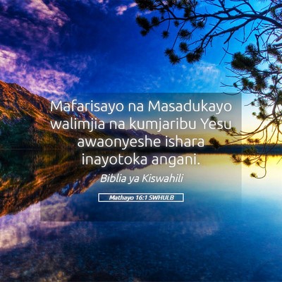 Picture 05 - Mathayo 16:1 SWHULB - Mafarisayo na Masadukayo walimjia na kumjaribu - Bible Verse Picture
