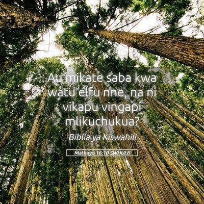 Picture 05 - Mathayo 16:10 SWHULB - Au mikate saba kwa watu elfu nne, na ni vikapu - Bible Verse Picture