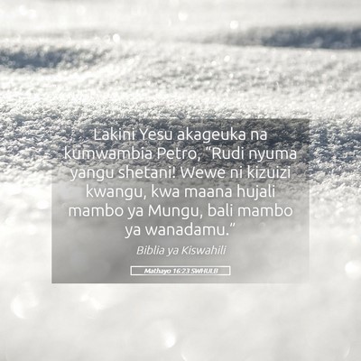Picture 05 - Mathayo 16:23 SWHULB - Lakini Yesu akageuka na kumwambia Petro, “Rudi - Bible Verse Picture