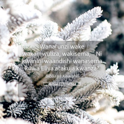 Picture 05 - Mathayo 17:10 SWHULB - Wanafunzi wake wakamwuliza, wakisema, “ Ni - Bible Verse Picture