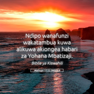 Picture 05 - Mathayo 17:13 SWHULB - Ndipo wanafunzi wakatambua kuwa alikuwa akiongea - Bible Verse Picture