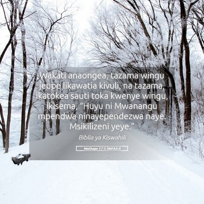 Picture 05 - Mathayo 17:5 SWHULB - Wakati anaongea, tazama wingu jeupe likawatia - Bible Verse Picture