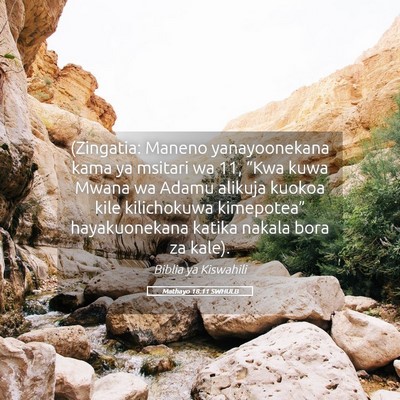 Picture 05 - Mathayo 18:11 SWHULB - (Zingatia: Maneno yanayoonekana kama ya msitari - Bible Verse Picture