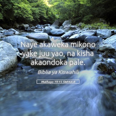 Picture 05 - Mathayo 19:15 SWHULB - Naye akaweka mikono yake juu yao, na kisha - Bible Verse Picture