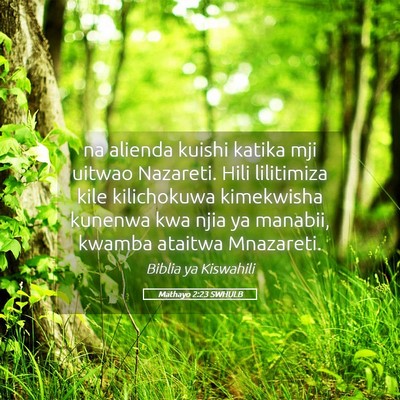 Picture 05 - Mathayo 2:23 SWHULB - na alienda kuishi katika mji uitwao Nazareti. - Bible Verse Picture