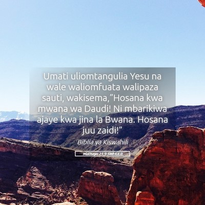 Picture 05 - Mathayo 21:9 SWHULB - Umati uliomtangulia Yesu na wale waliomfuata - Bible Verse Picture