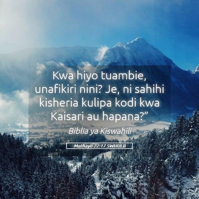 Picture 05 - Mathayo 22:17 SWHULB - Kwa hiyo tuambie, unafikiri nini? Je, ni sahihi - Bible Verse Picture