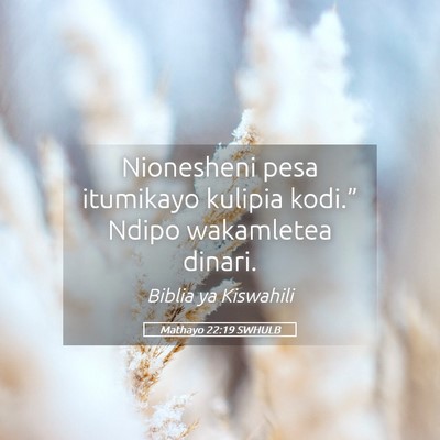 Picture 05 - Mathayo 22:19 SWHULB - Nionesheni pesa itumikayo kulipia kodi.” Ndipo - Bible Verse Picture