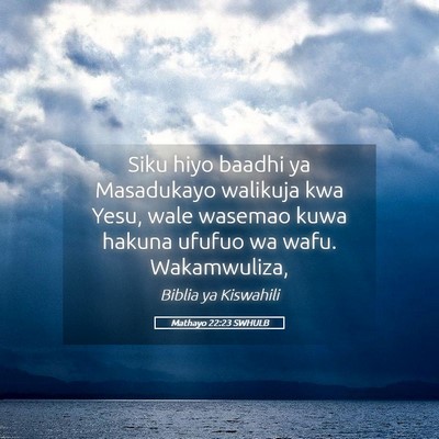 Picture 05 - Mathayo 22:23 SWHULB - Siku hiyo baadhi ya Masadukayo walikuja kwa Yesu, - Bible Verse Picture