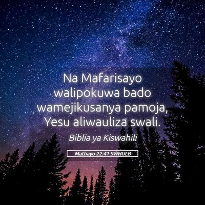 Picture 05 - Mathayo 22:41 SWHULB - Na Mafarisayo walipokuwa bado wamejikusanya - Bible Verse Picture