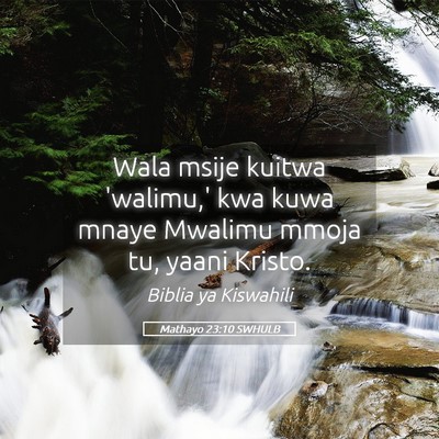 Picture 05 - Mathayo 23:10 SWHULB - Wala msije kuitwa 'walimu,' kwa kuwa mnaye - Bible Verse Picture